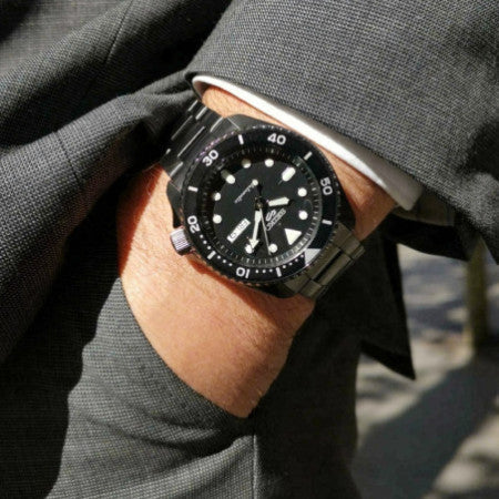 Seiko 5 Sports Automatic Black Dial Black Steel Strap Watch For Men - SRPD65K1 - Image 11